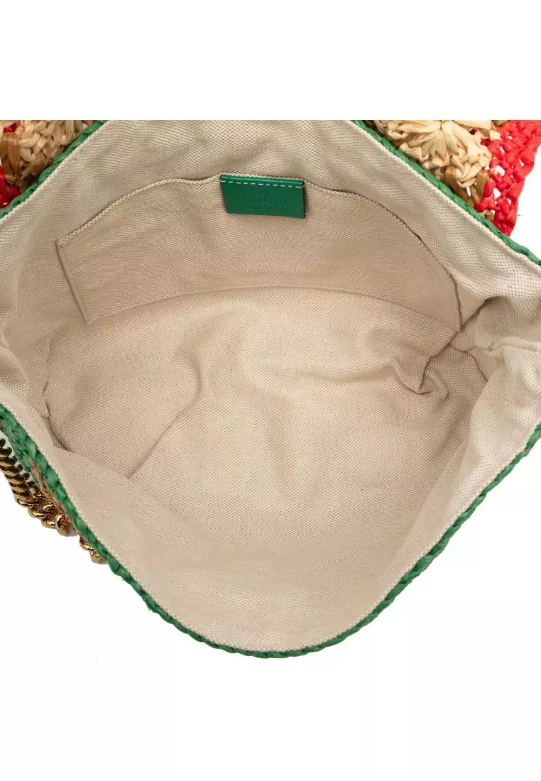 Pre-Loved Gucci Small Gg Marmont Raffia Crossbody