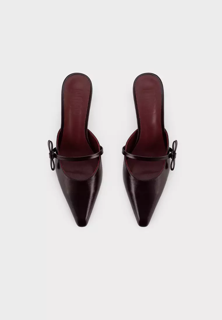 SCULPTURE HEEL MULE WITH BOW DETAIL