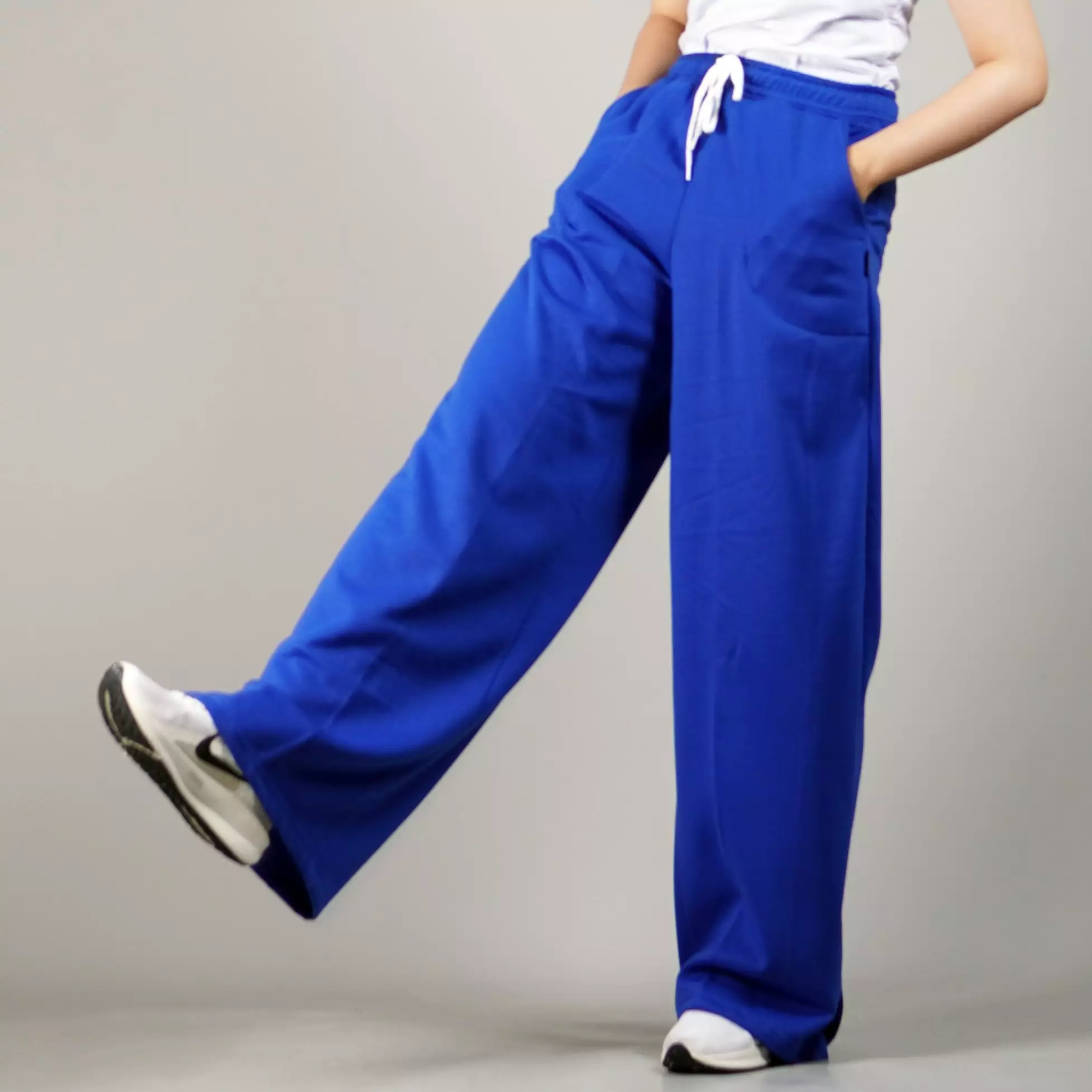 JISOO Celana Panjang Baggy Pants Celana Baggy Loose Pants Wanita - BIRU