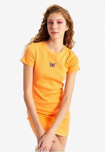 LC WAIKIKI orange Embroidered Cotton Women's Dress C6C08AA794156EGS_1
