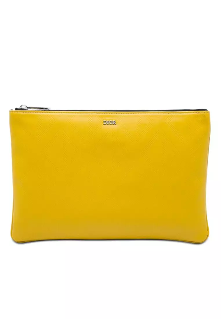 Pre-Loved Dior Coated Canvas Cd Diamond Clutch