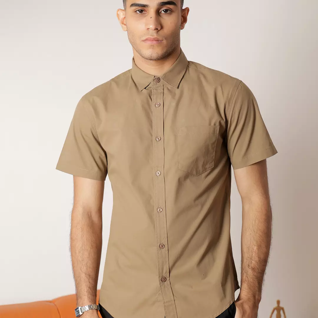 Oxcon Short Sleeve Business Shirt soft cotton Sand