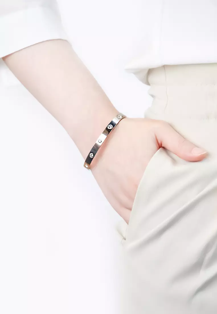 Wanderlust Zirconia Bangle in Silver