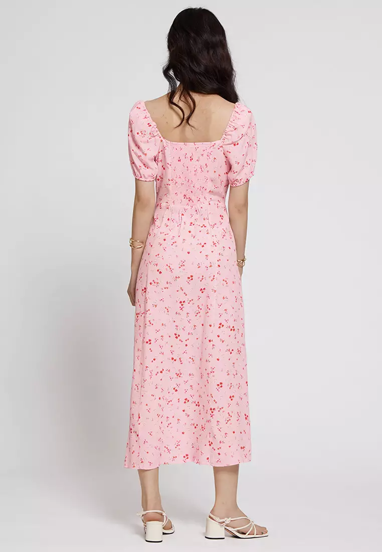 Flowy midi dress with sleeves hotsell