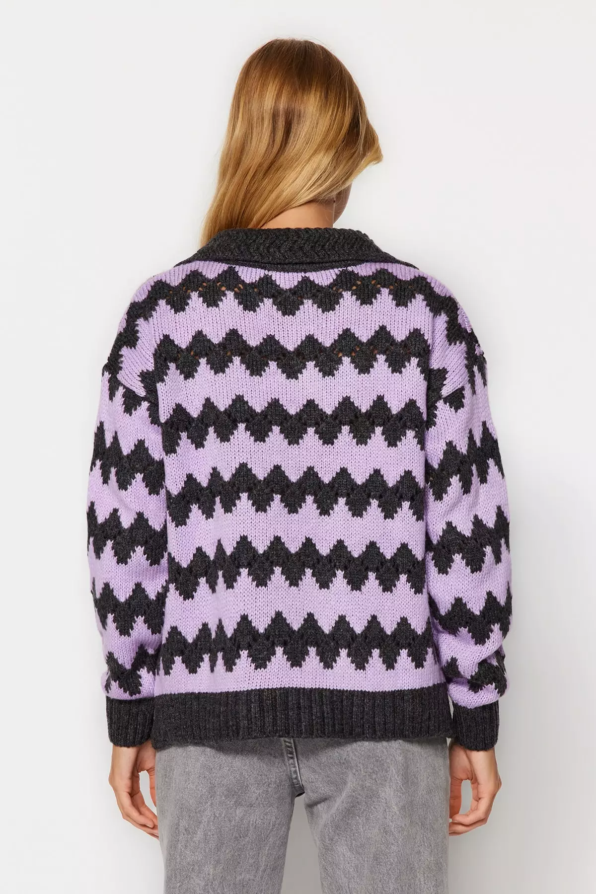 Purple and black striped jumper cheap