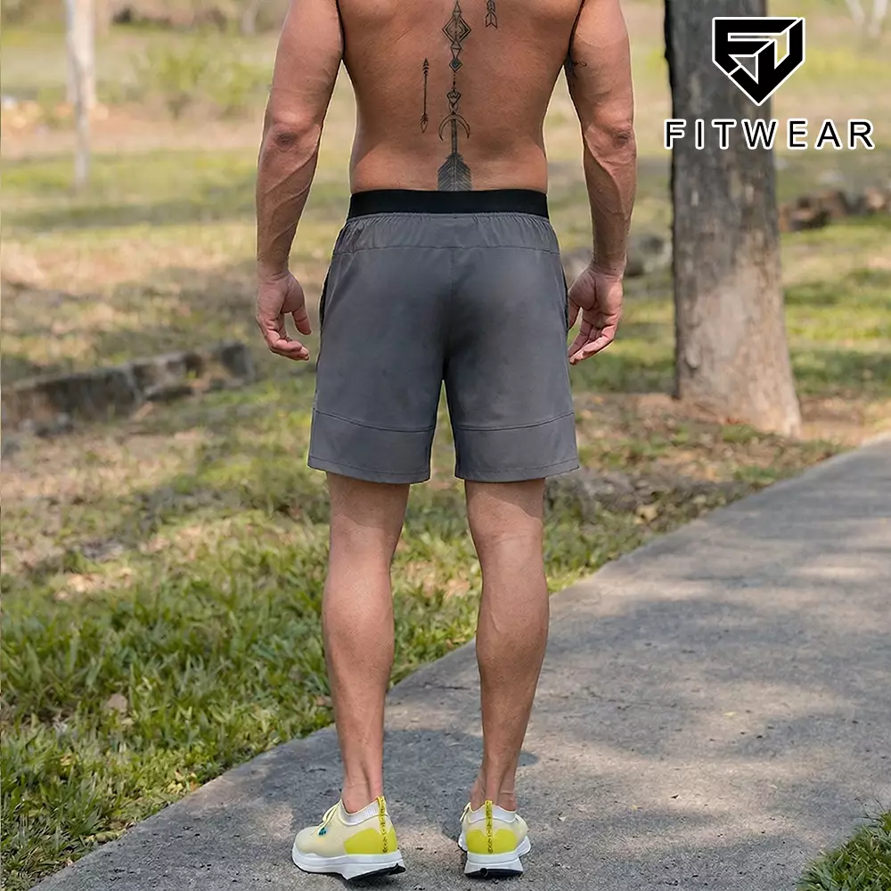 Fitwear  Celana Pendek Lari Olahraga Pria THOMAS 2 RELEFTIVE STRIPE - GRAY