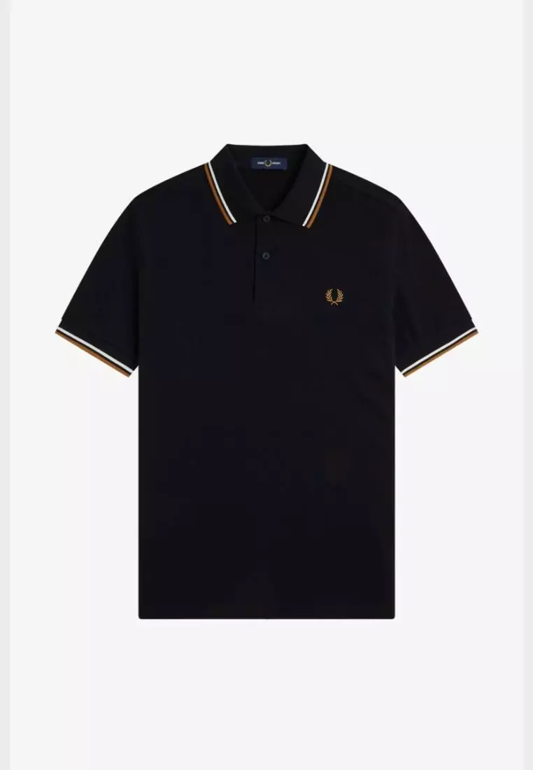 Fred Perry M3600 Twin Tipped Fred Perry Shirt (Black / Ecru / Dark Caramel)