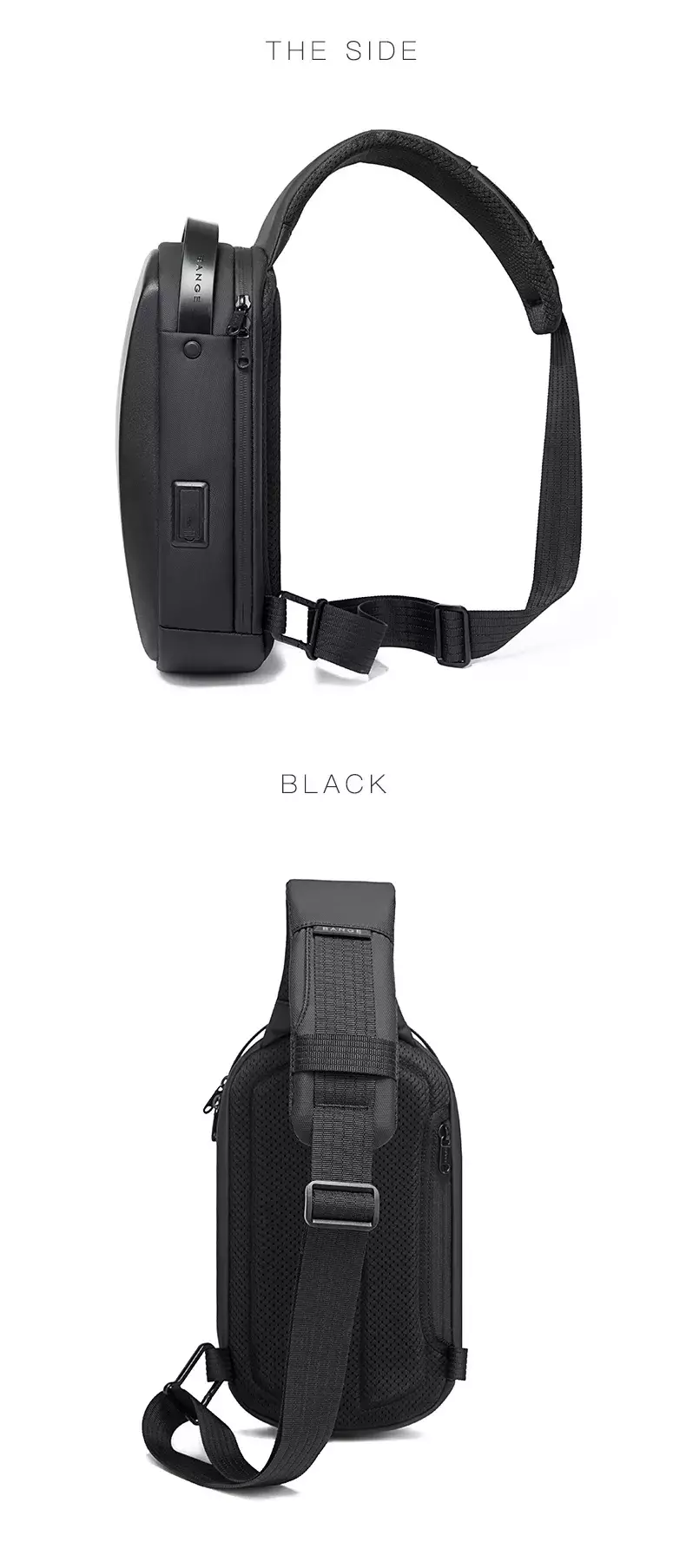 Bange BG7256 Tas Selempang Pria WaistBag Pria Sling Bag Pria USB - GREY