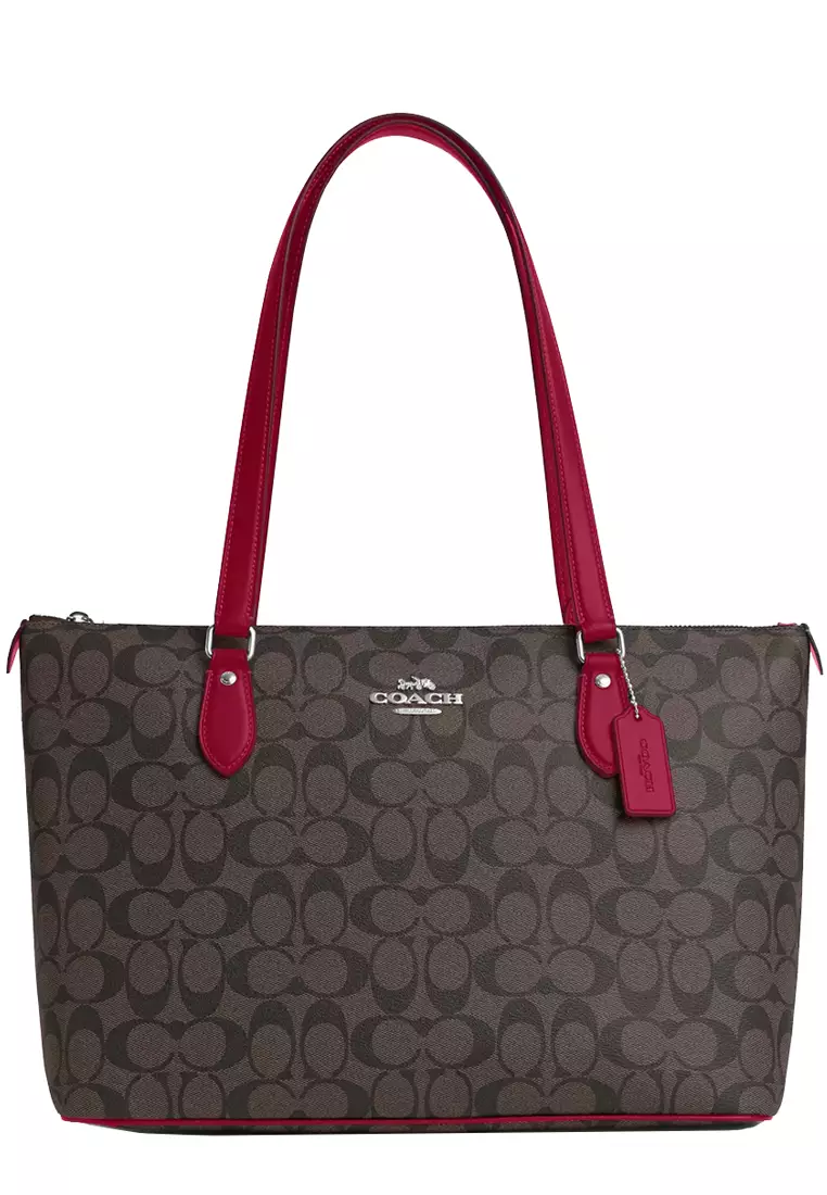 Coach Coach Gallery Tote Bag In Signature Canvas in Brown/ Bright