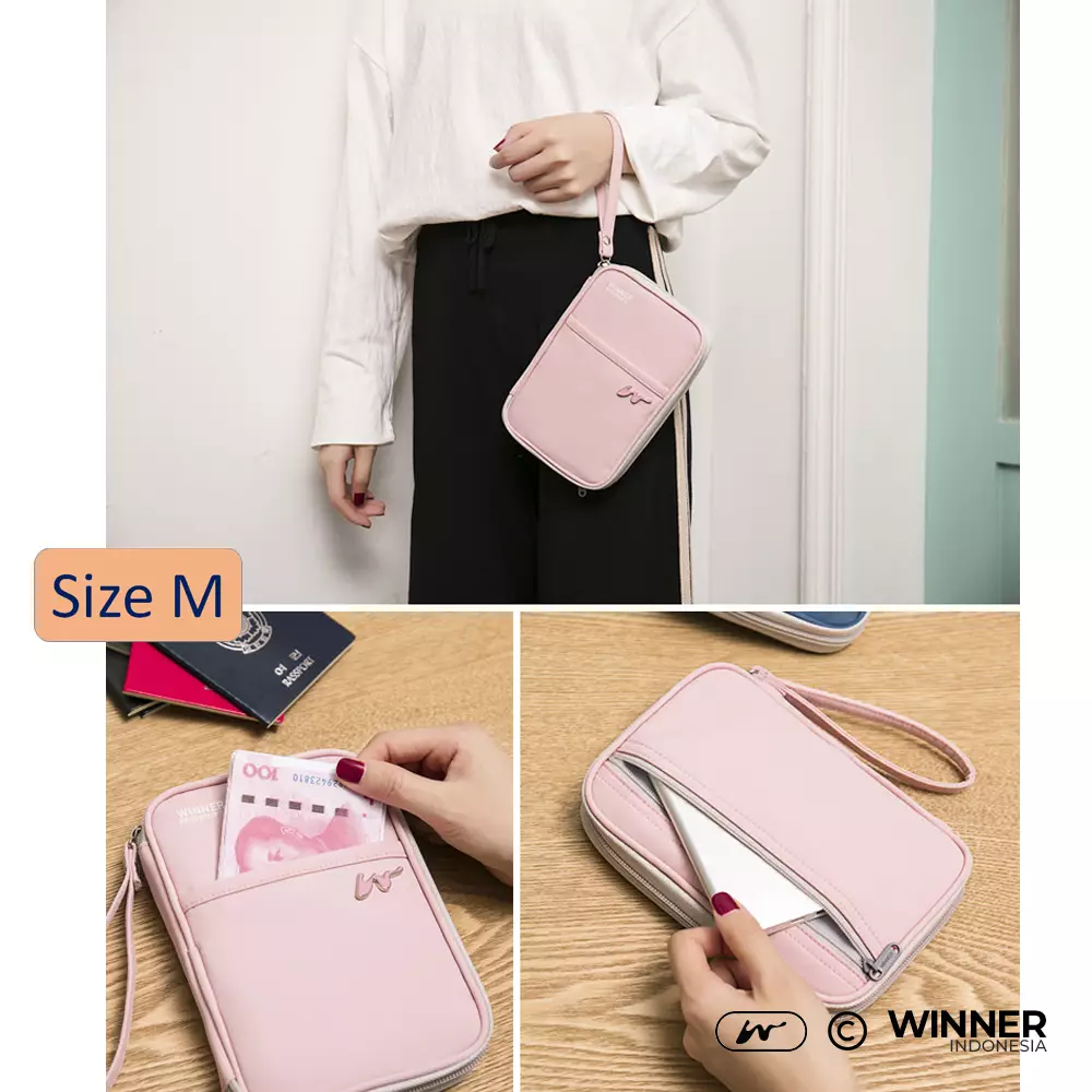 Passport Card Holder RFID Protection Anti-Theft Anti-Air Travel Case Wallet (T14-PP01) - Merah M