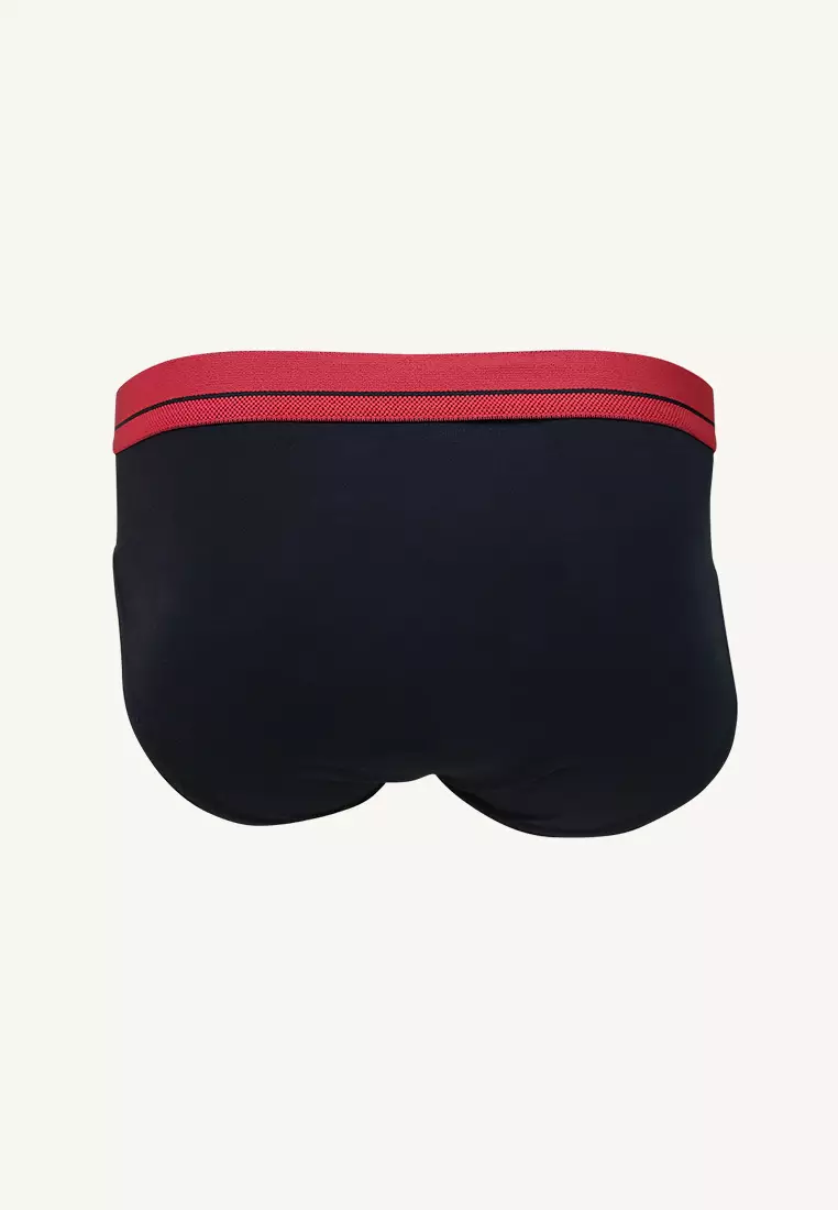 Regular Cotton Men's Briefs Merlot - Black with Red Garter (3in1 Pack)