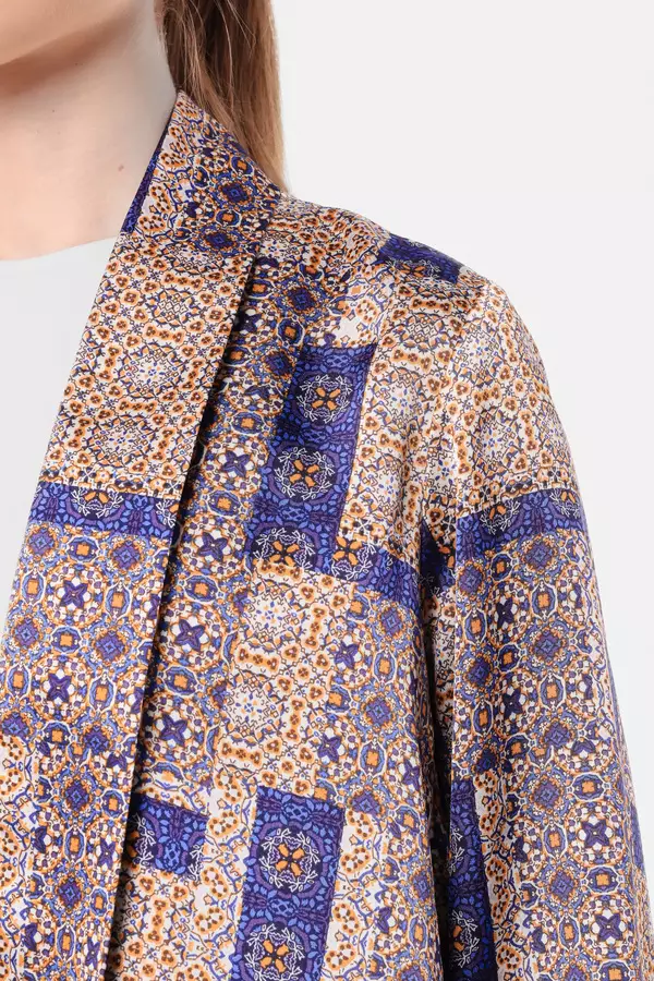 MINIMAL - Malika - Cardigan Motif Tenun Bunga - Navy Warna Navy