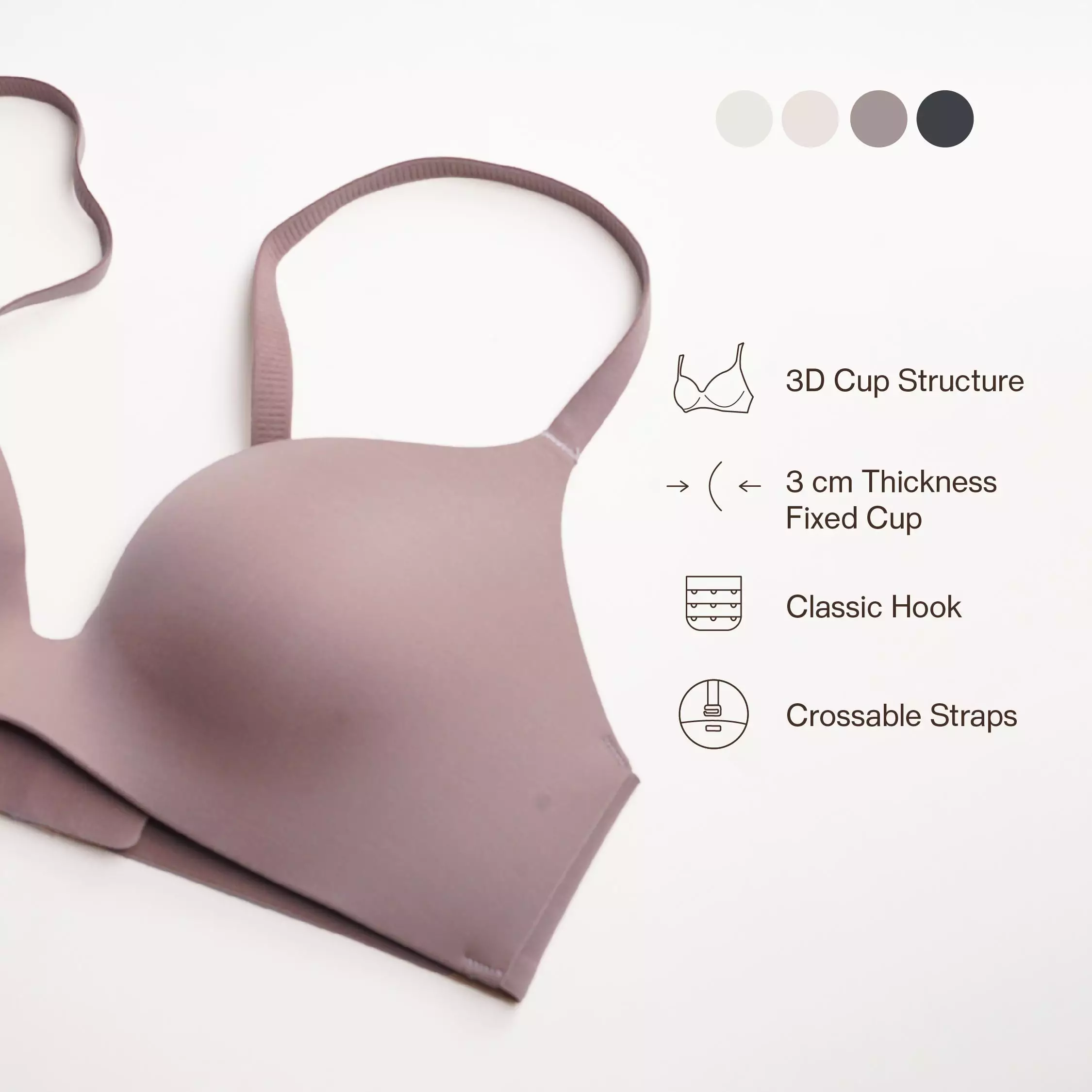 Nathalie 3D Push up Bra NTB 3536 -  Coffee