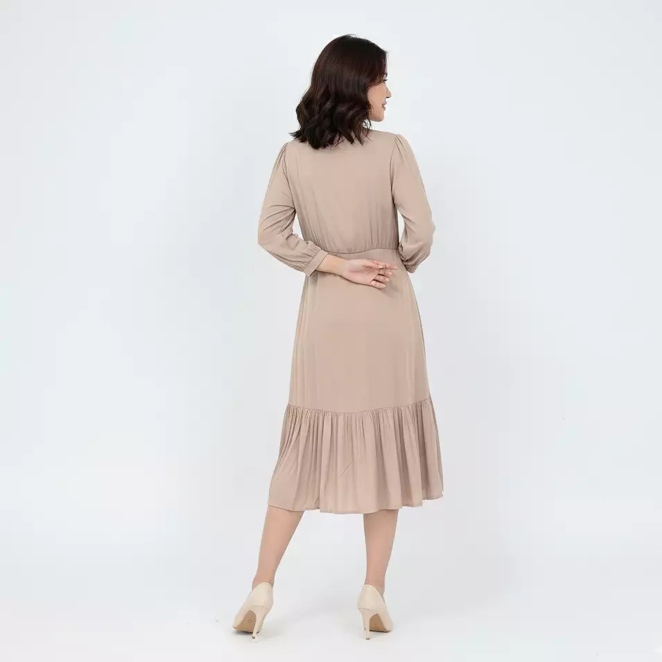 Midi Dress Cotton Sakira - Office Wear COKLAT