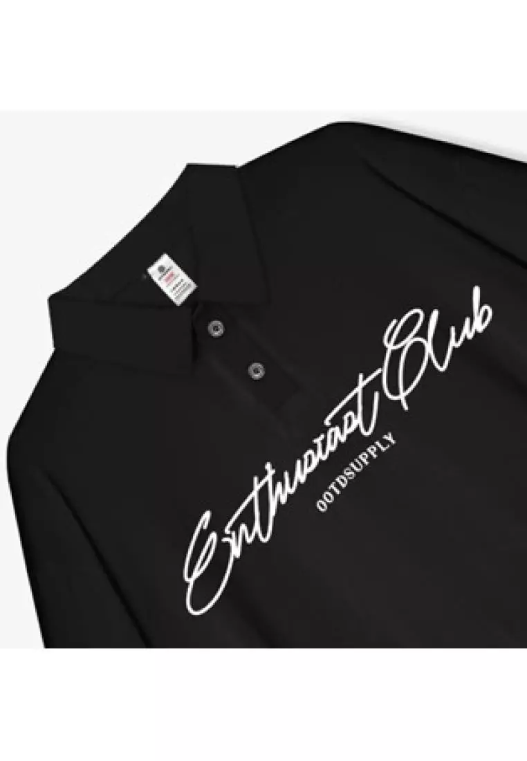 OOTDSUPPLY Oversize Polo Crop Shirt Infinite 96 Black & White l Polo Crop Pria dan Wanita OVZ-CPS010