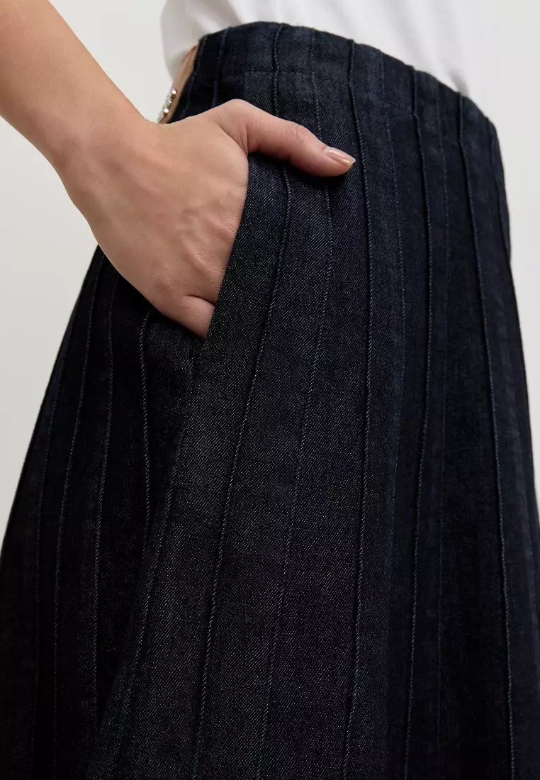 Textured Denim Skirt