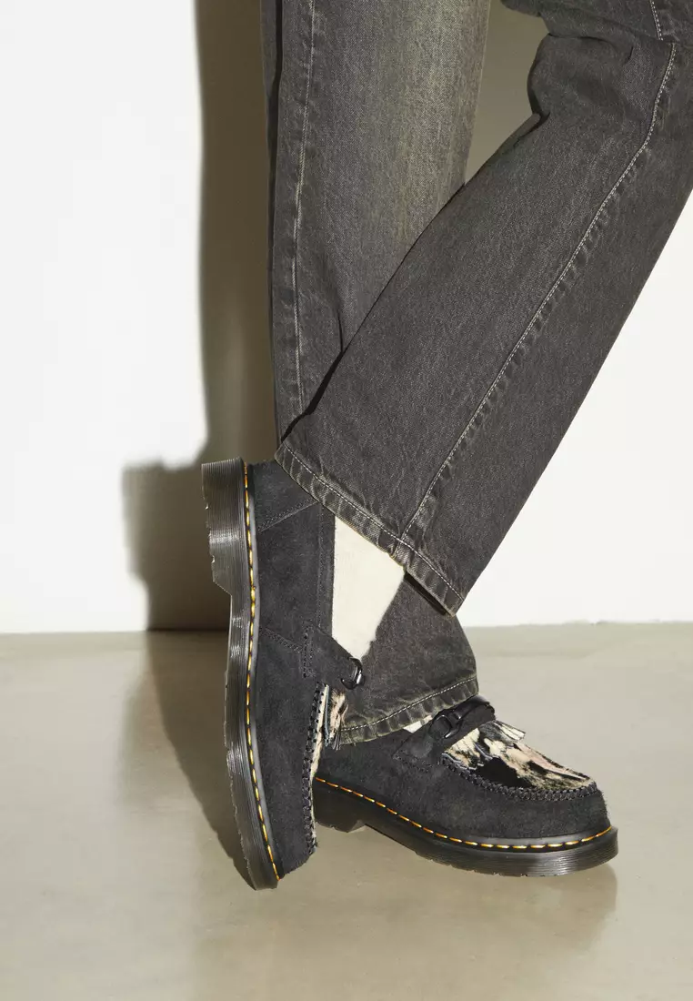 Adrian Snaffle Suede & Hair-On Black Loafers Women