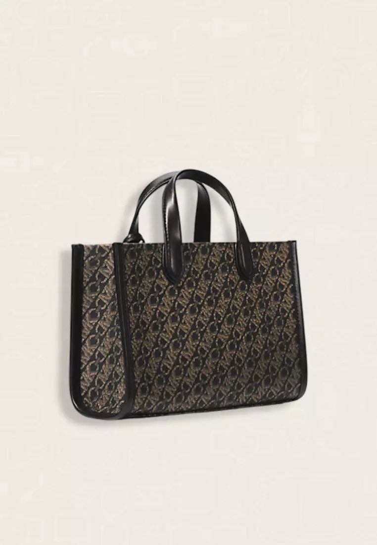 Michael Kors Gigi Small Metallic Empire Signature Logo Messenger Bag Black