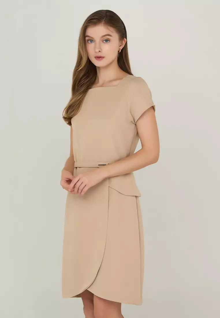 Armida Sheath Dress with Asymmetrical Hem