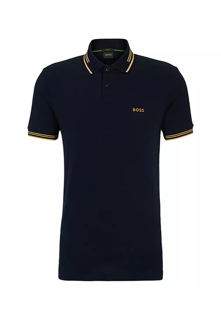 Paul Slim-Fit Polo Shirt Dark Blue/Yellow