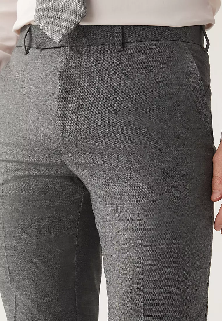 Regular Fit Sharkskin Stretch Suit Trousers