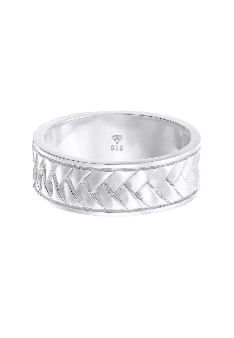 Men's Silver Herringbone Band Ring