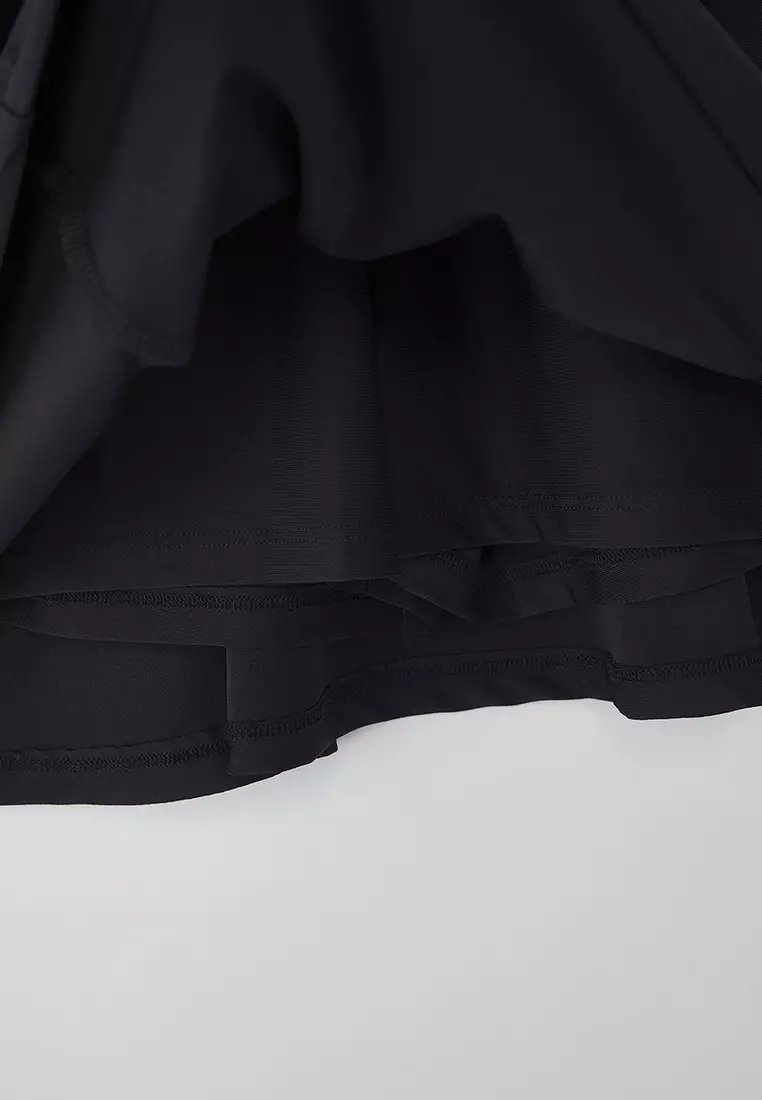 Navy Blue Micro Fabric Zipper and Piping Detail Tennis Knitted Sports Dress THMSS25EL00005