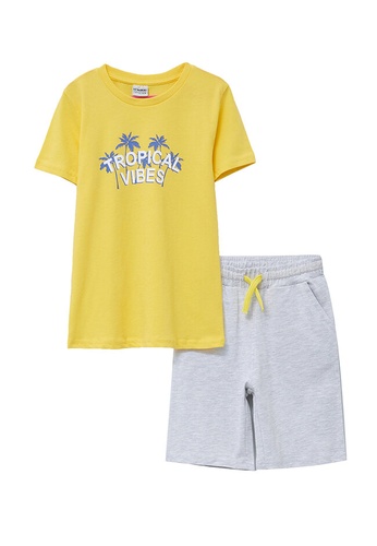 LC WAIKIKI yellow Short Sleeve T-Shirt And Shorts Set 697E4KADE44B89GS_1
