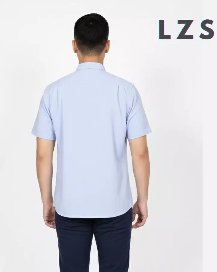 Zicho Shirt - Kemeja Cotton Lengan Pendek Polos - BIRU Reguler Fit Pria