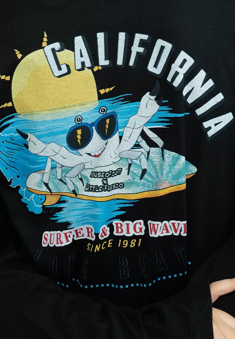 Kaos cotton combed lengan panjang wanita hitam houseofcuff California