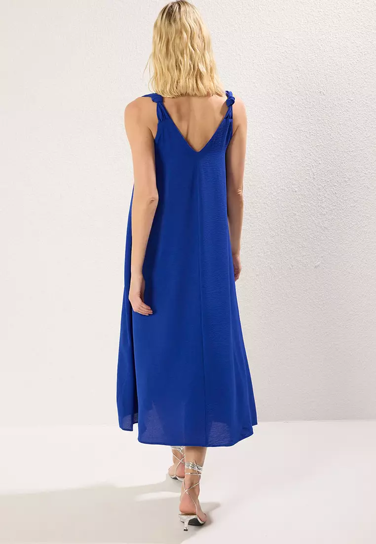 Relaxed Cut Midi Woven Dress