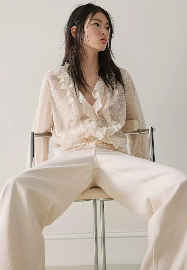 Ruffled Embroidered Blouse