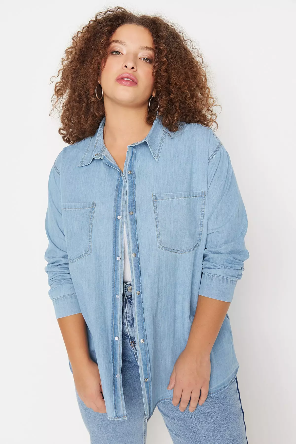 Plus Size Denim Shirt