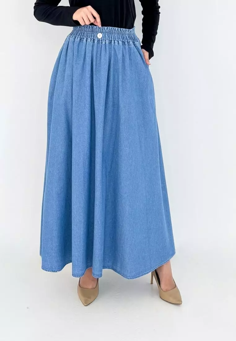 Calista Denim Skirt (Rok Jeans A-Line) BIRU MUDA