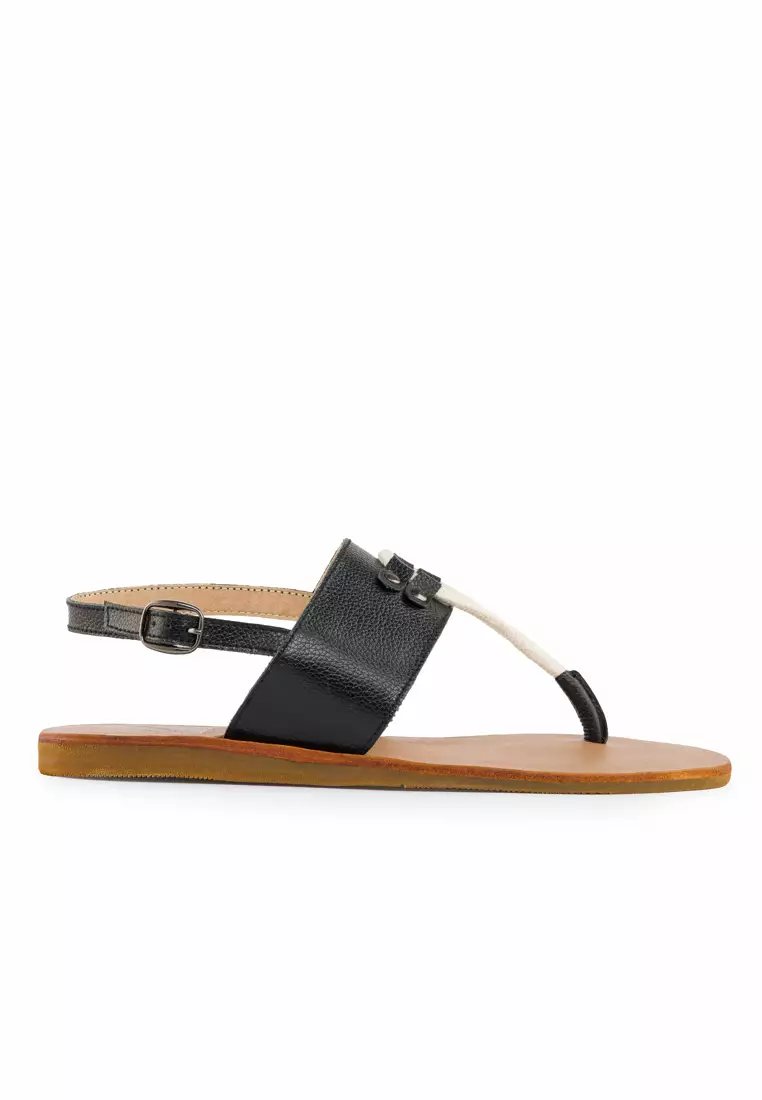 Discount on Bibo  shoes - SKU: Crescent Leather Flat Sandals