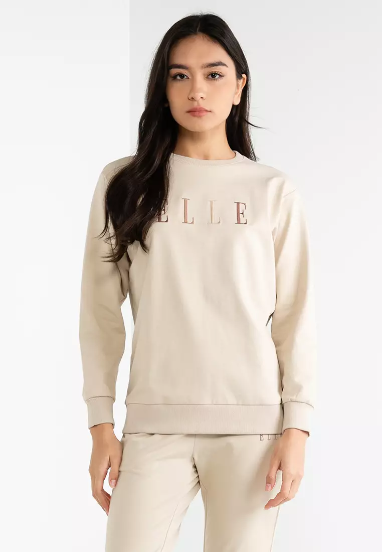 Buy ELLE Solid Classic Logo Sweater 2024 Online ZALORA Singapore
