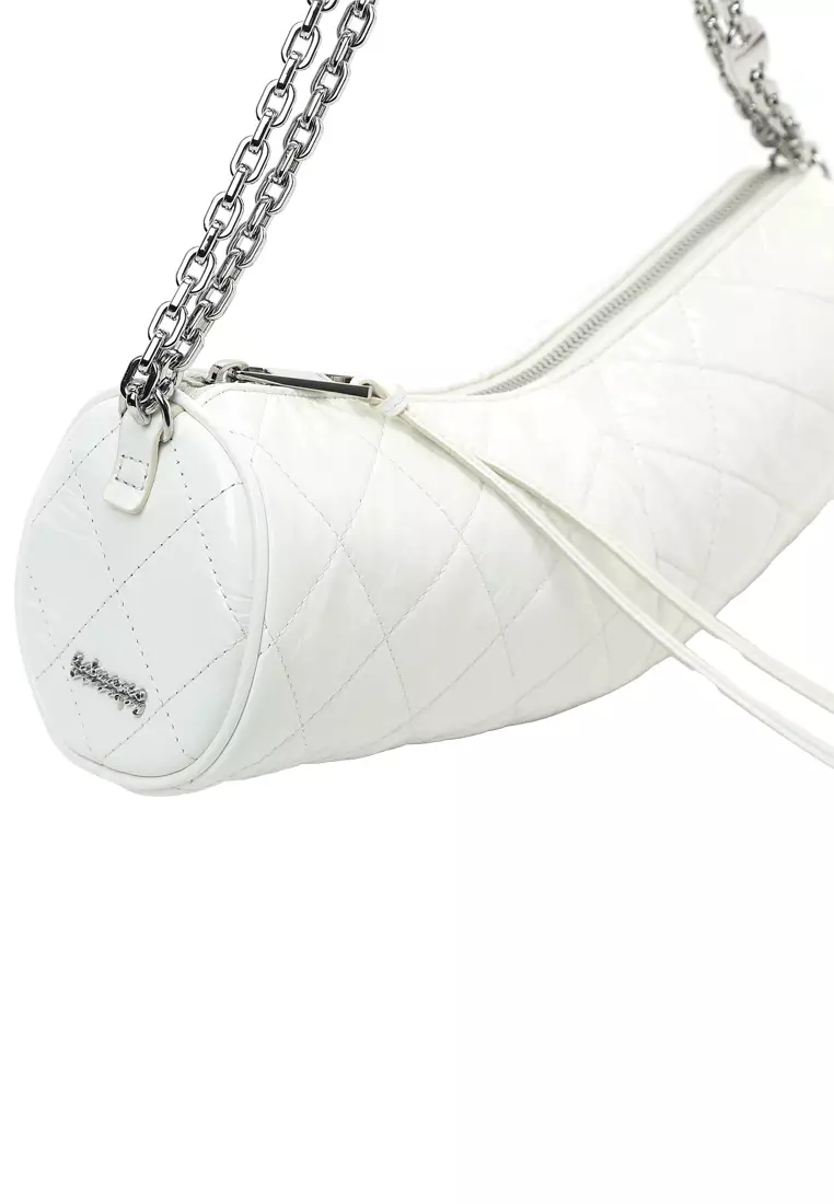 Croissant Barrel Crossbody Clutch Bag - White