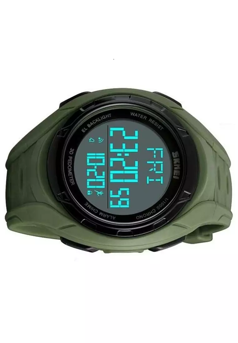 Jam Tangan Olahraga Pria Pedometer 3D Waterproof 50m Strap Tali Material Silikon QE12 ORIGINAL