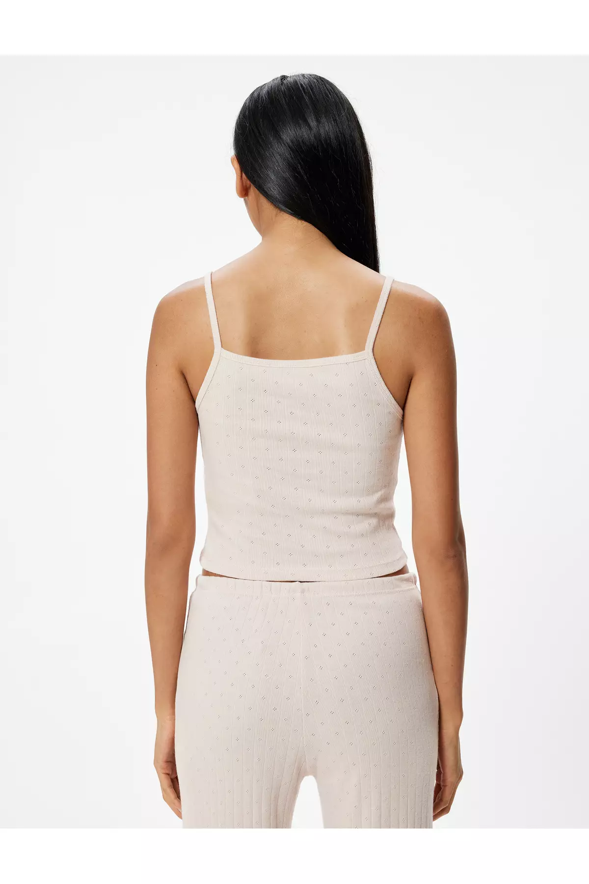 Thin Strap Pajama Top Textured Cotton