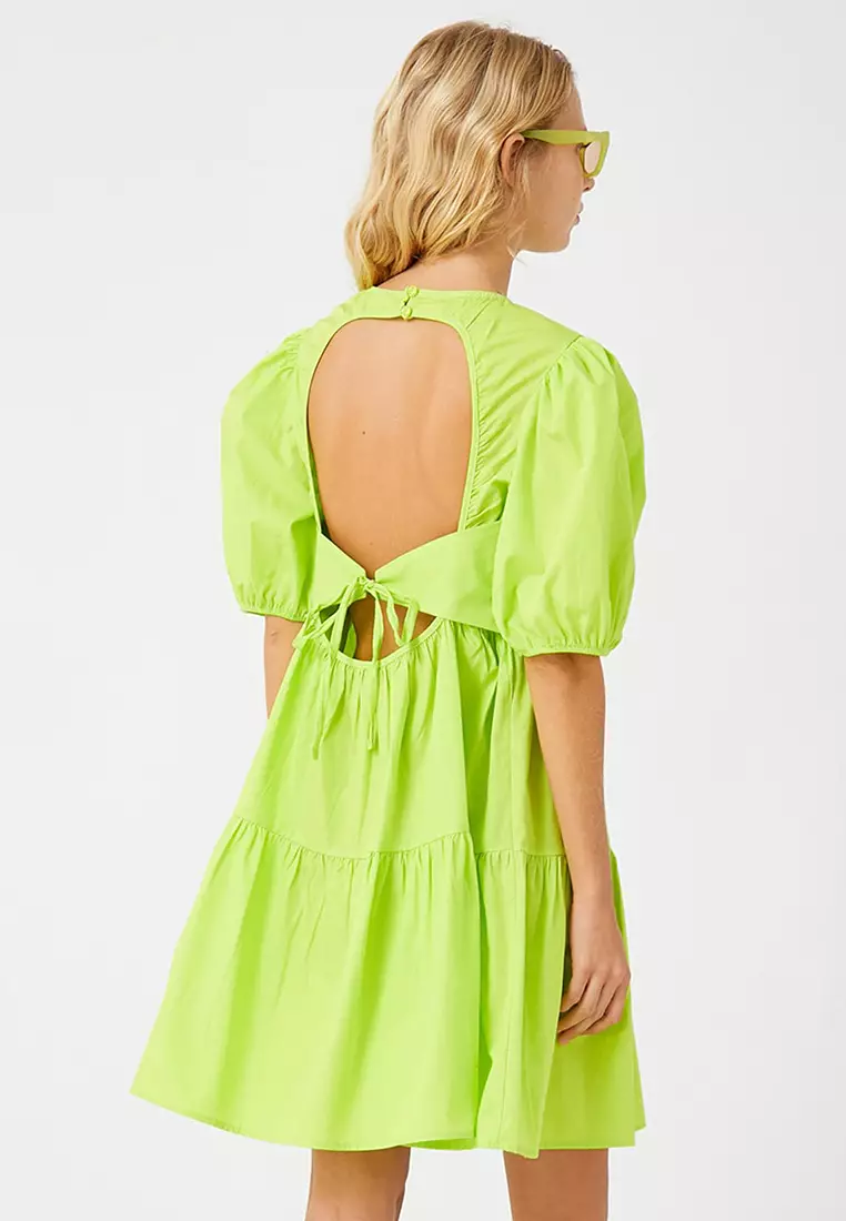 Crew Neck Balloon Sleeve Dress