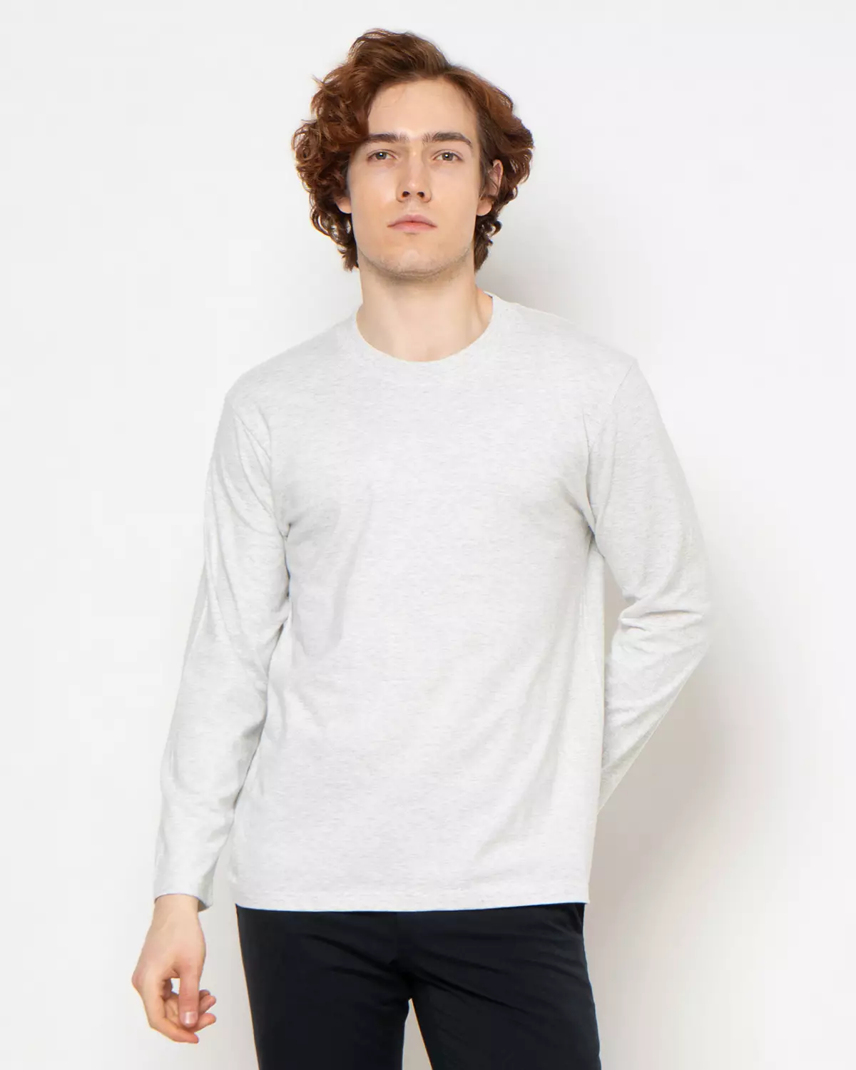 Country Fiesta Basic T-Shirt Long Bodysize Kaos Polos Heavyweight Heather Grey - 01TSL00131