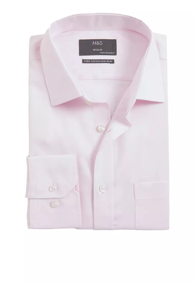 Jual Marks & Spencer Regular Fit Non Iron Cotton Twill Shirt Original ...
