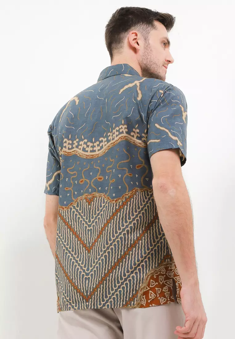 Meylika Kemeja Batik Premium Pria Casual Modern Lengan Pendek