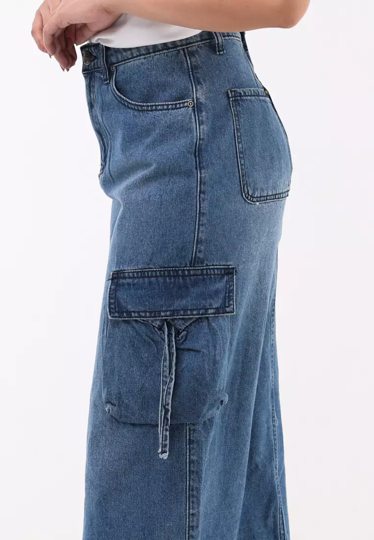 Ladies Denim Cargo Skirt