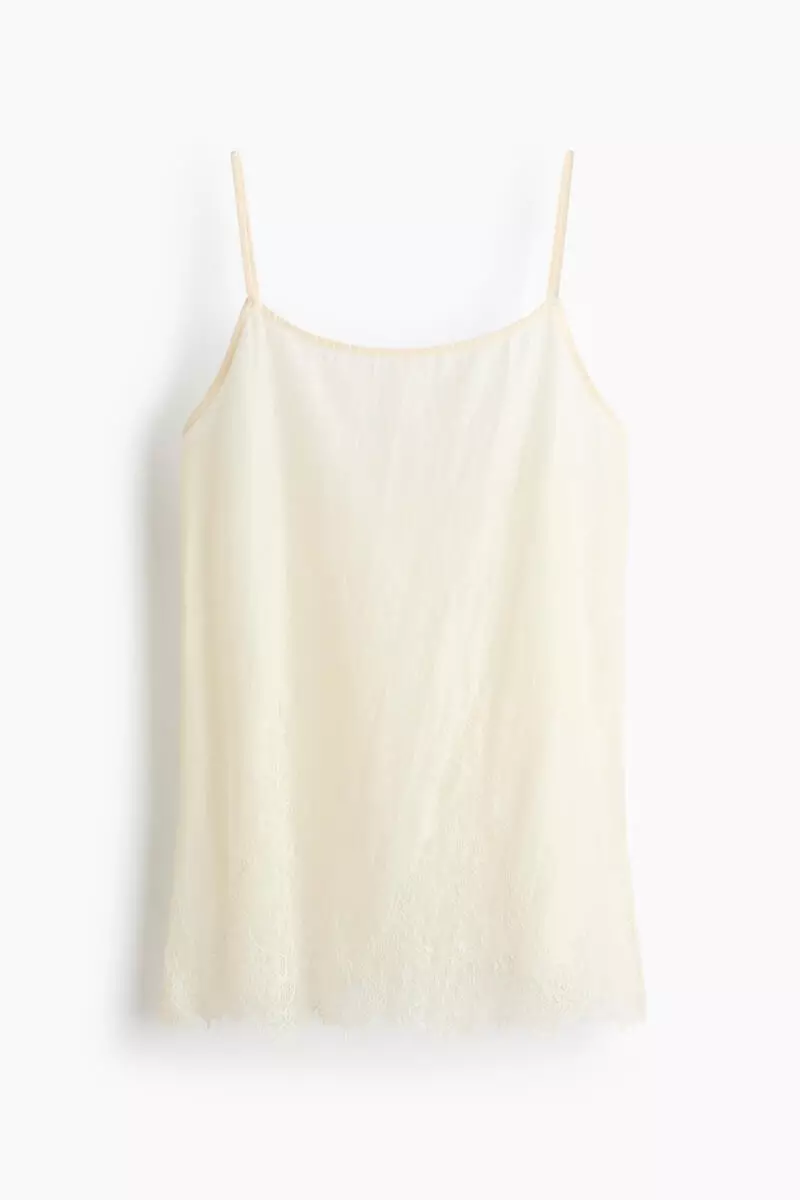 Lace-trimmed strappy top