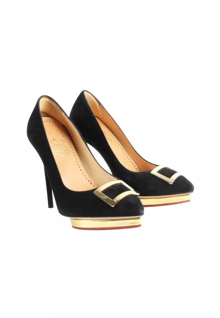 Charlotte olympia suede sale platform pumps