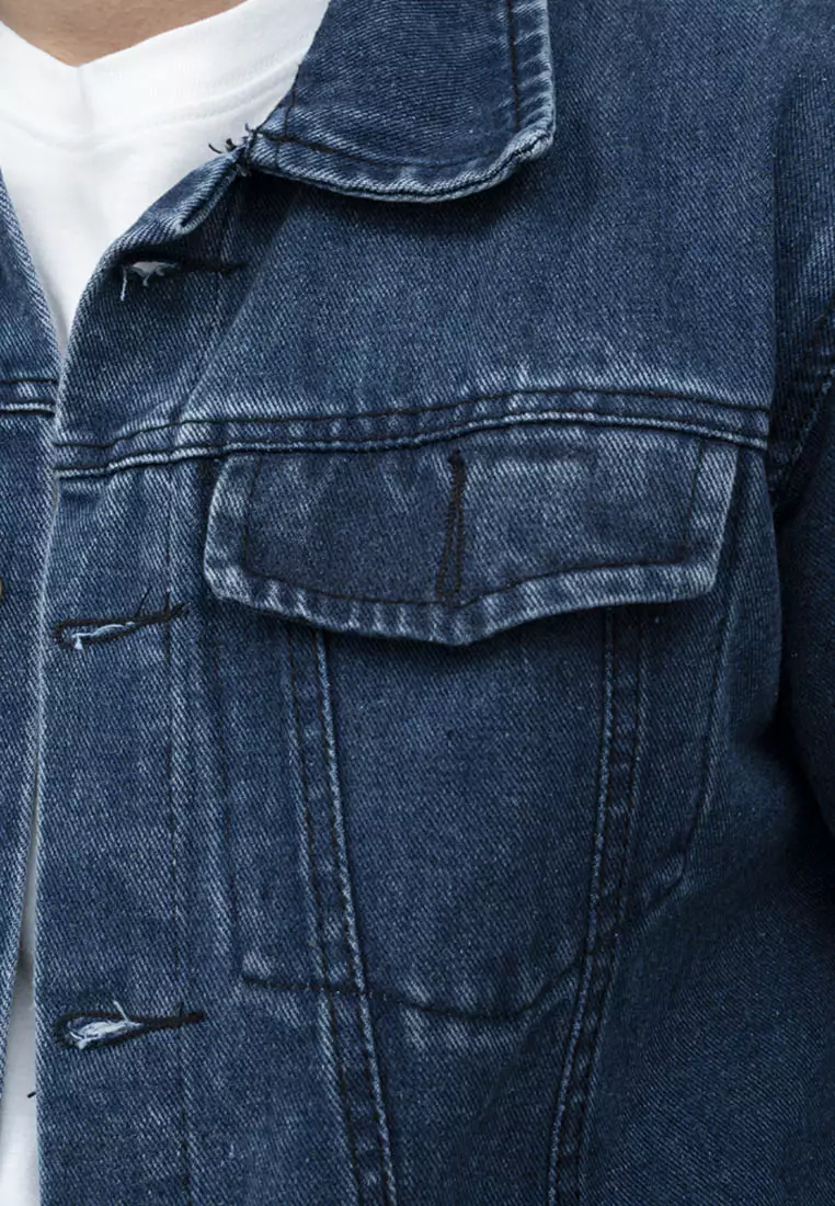 Houseofcuff Jaket Denim /Jeans Tebal Unisex Pria Denim Biru