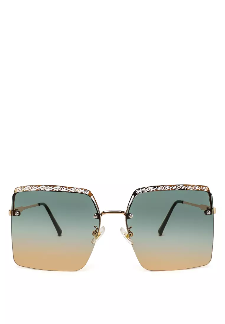Ombre Tinted Funky Sunglasses In Green/Gold