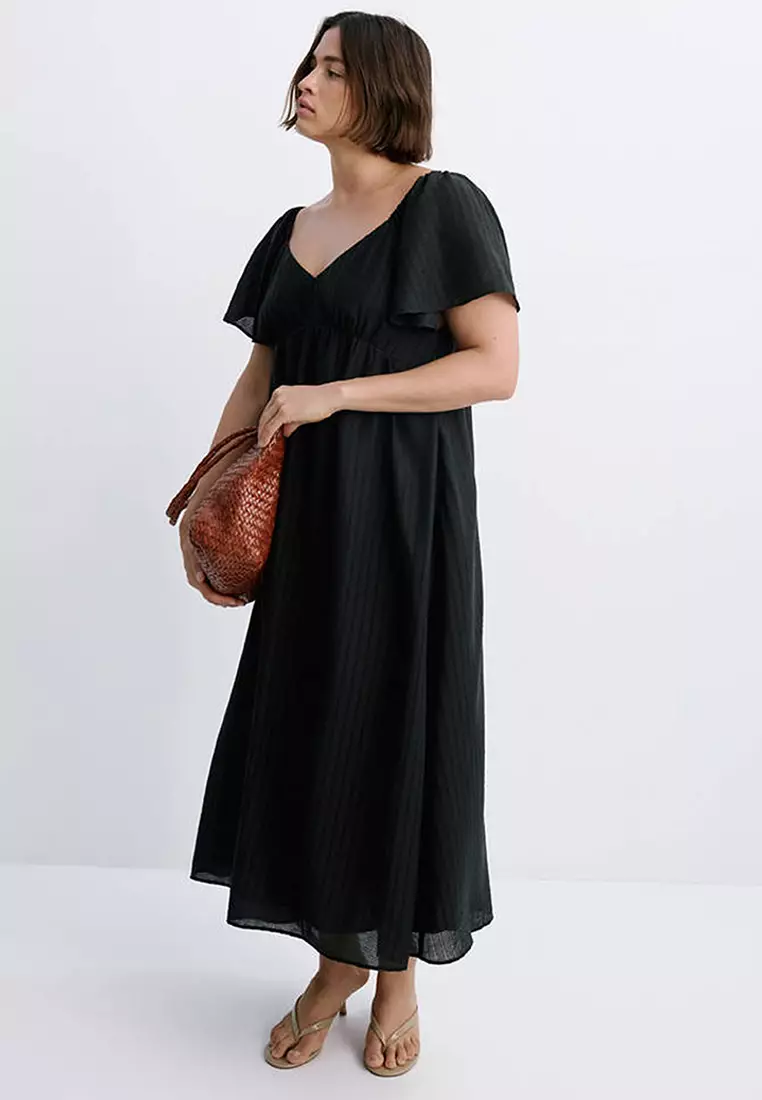 Textured Dress With Gathered Detail