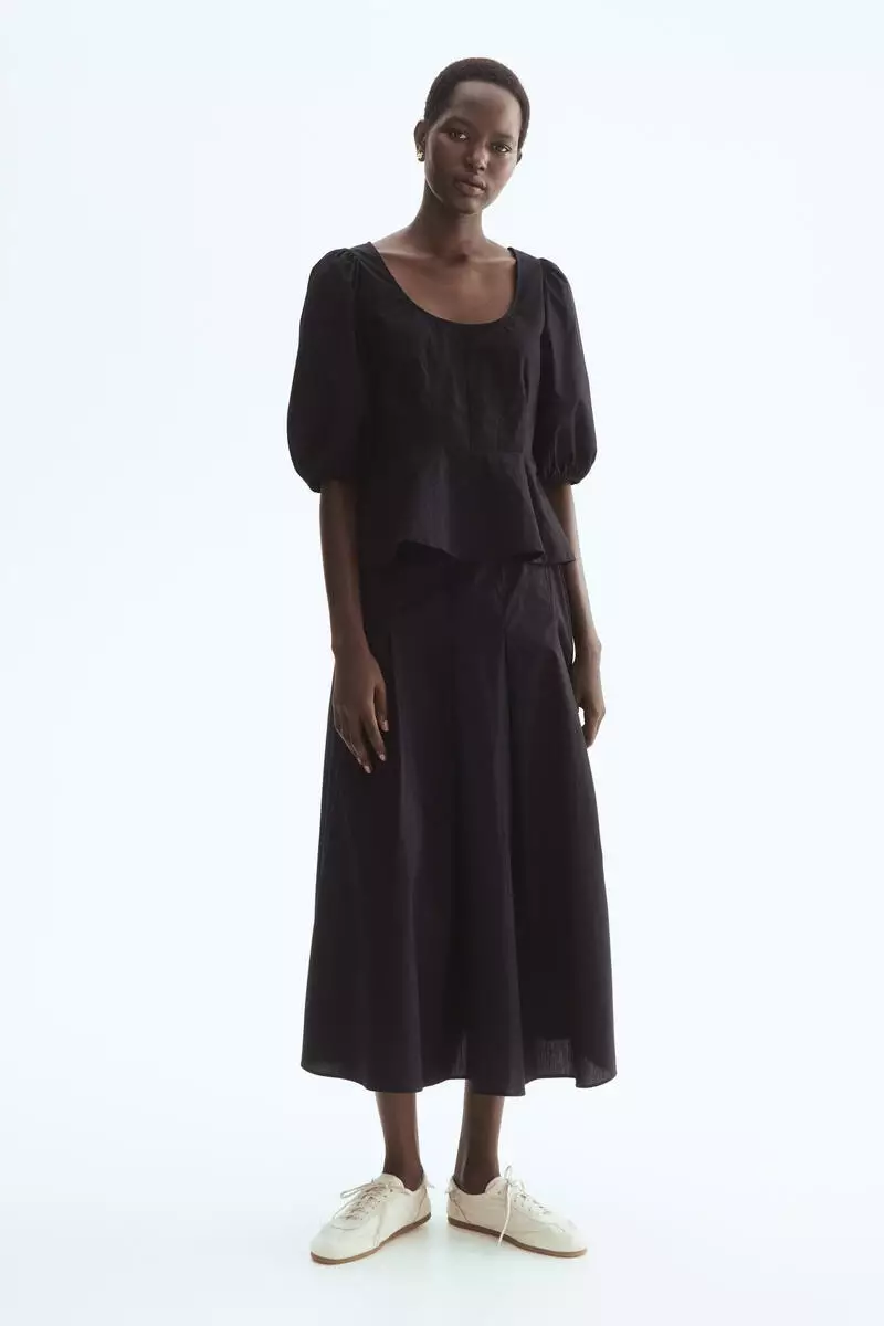 Circular poplin skirt
